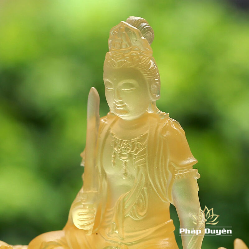Tượng Văn Thù Bồ Tát Bằng Lưu Ly, Để Xe Hơi, Để Bàn Làm Việc, Cao 11cm - Ảnh 4