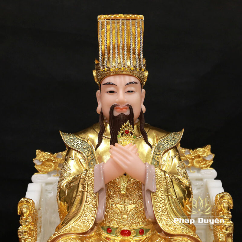 Tượng Ngọc Hoàng Ngồi Ngai Rồng Bằng Bột Đá Dát Vàng, Cao 48cm - Ảnh 4