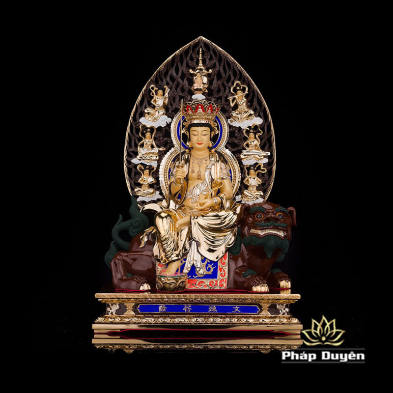 Bộ Tượng Tây Phương Tam Thánh Bằng Đồng Dát Vàng Cao 52cm (Tổng Lá Đề 68cm) - Ảnh 5