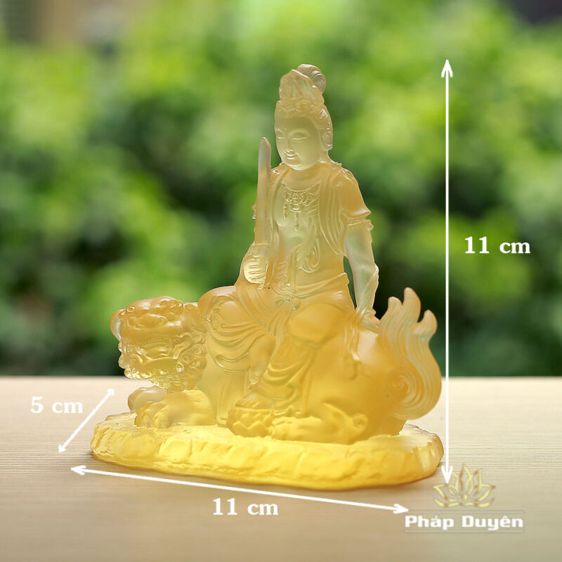 Tượng Văn Thù Bồ Tát Bằng Lưu Ly, Để Xe Hơi, Để Bàn Làm Việc, Cao 11cm - Ảnh 6