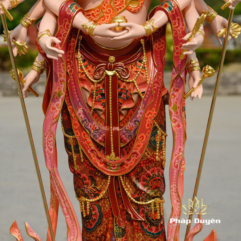 Tượng Thiên Thủ Thiên Nhãn Bằng Đồng Sơn Mầu Họa Tiết, Cao 146cm - Ảnh 6