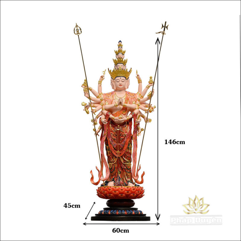Tượng Thiên Thủ Thiên Nhãn Bằng Đồng Sơn Mầu Họa Tiết, Cao 146cm - Ảnh 8