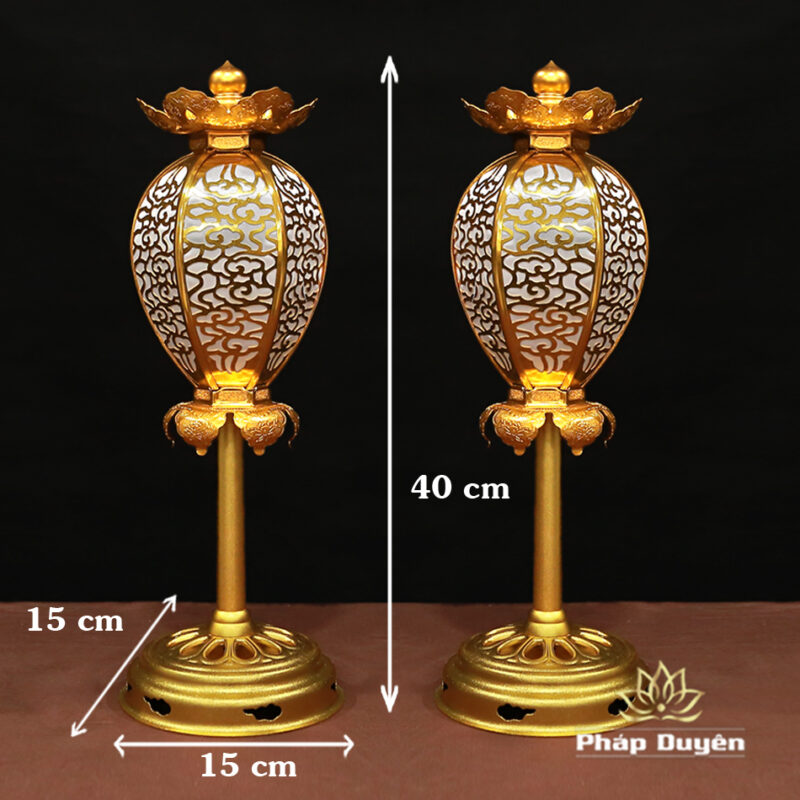 Đôi Đèn Lồng Để Bàn Bằng Hợp Kim Mạ Vàng, Cao 40 cm - Ảnh 8