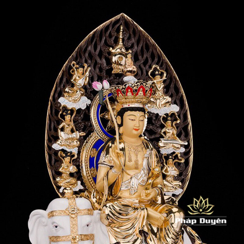 Bộ Tượng Tây Phương Tam Thánh Bằng Đồng Dát Vàng Cao 52cm (Tổng Lá Đề 68cm) - Ảnh 12