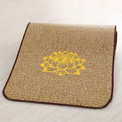 Đệm Lễ Phật Hoa Sen Vàng Viền Nâu, Kích Cỡ 180x50cm, 180x60cm