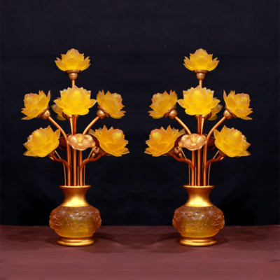 Đôi Đèn Bình Hoa Thịnh Thế Hoa Khai 9 Bông, Cao 50cm