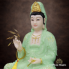 Tượng Bồ Tát Quan Âm Ngồi, Bột Đá Xanh Ngọc Vẽ Hoa 3D, Cao 48cm - ảnh 3