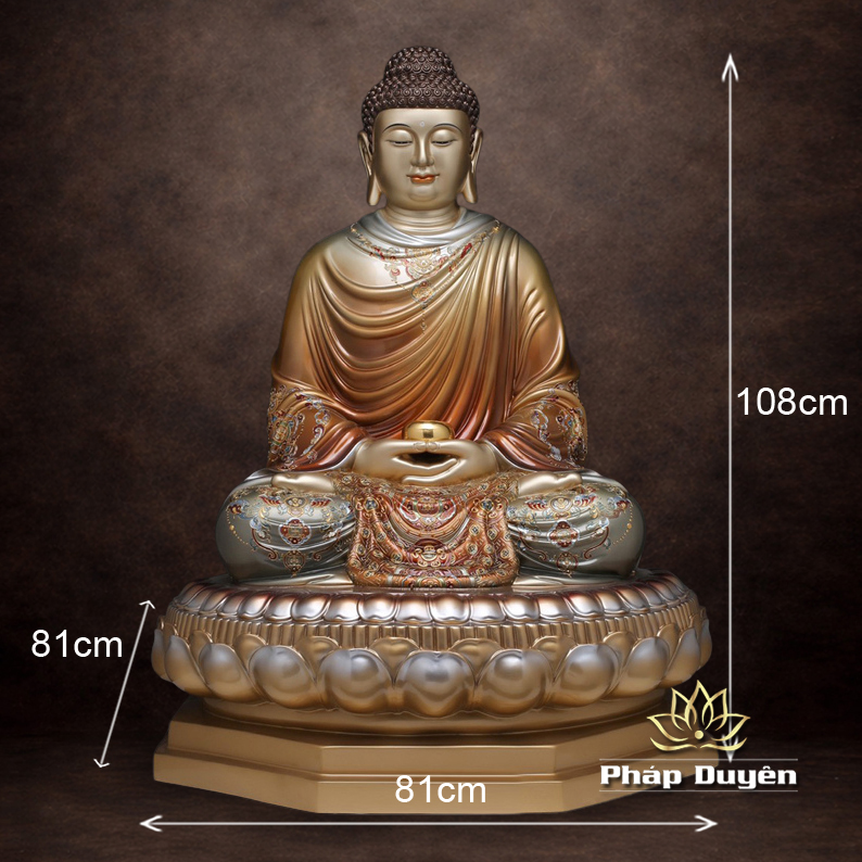 Tượng Bổn Sư Thích Ca Tĩnh Tâm Bằng Đồng Men Cổ, Cao 88cm, 108cm, 153cm - ảnh 16