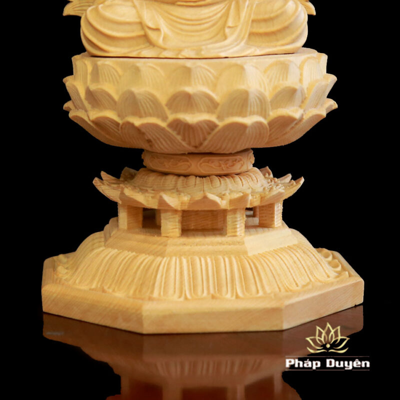 Tượng Phật Bổn Sư Thích Ca Bằng Gỗ Bách, Cao 28cm (Cả Lá Đề) - Ảnh 5