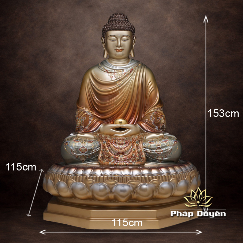 Tượng Bổn Sư Thích Ca Tĩnh Tâm Bằng Đồng Men Cổ, Cao 88cm, 108cm, 153cm - ảnh 17