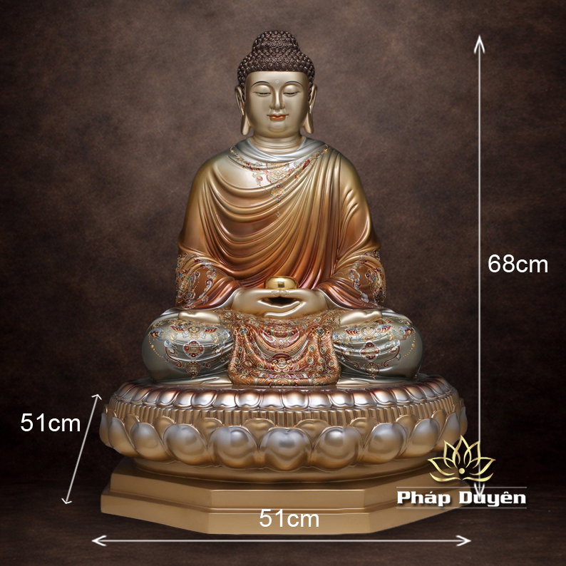 Tượng Bổn Sư Thích Ca Tĩnh Tâm Bằng Đồng Men Cổ, Cao 88cm, 108cm, 153cm - ảnh 15