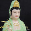 Tượng Bồ Tát Quan Âm Ngồi, Bột Đá Xanh Ngọc Vẽ Hoa 3D, Cao 48cm - ảnh 1