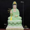 Tượng Bồ Tát Quan Âm Ngồi, Bột Đá Xanh Ngọc Vẽ Hoa 3D, Cao 48cm - ảnh 6
