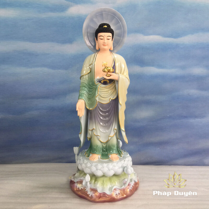 Bộ Tượng Tây Phương Tam Thánh Màu Giả Đá Cao Cấp, Chất Liệu Composit, Cao 90cm - Ảnh 2