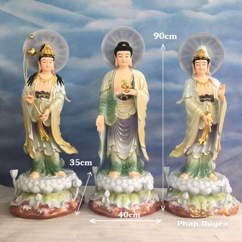 Bộ Tượng Tây Phương Tam Thánh Màu Giả Đá Cao Cấp, Chất Liệu Composit, Cao 90cm - Ảnh 17