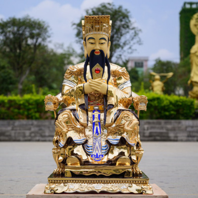 Tượng Ngọc Hoàng Ngồi Ngai Rồng Bằng Đồng Dát Vàng, Cao 97cm (97kg)