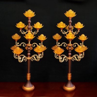 Đôi Đèn Thủy Lưu Ly Thịnh Thế Hoa Khai 13 Bông Thân Cổ Cao 1.34m