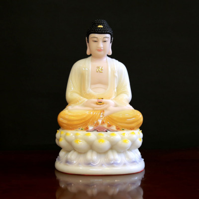 Tượng Thích Ca Ngồi, Chất Liệu Bột Đá Sơn Màu, Cao 30cm