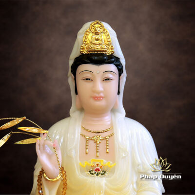 Hình ảnh bổ sung của Tượng Quan Âm Bồ Tát Bằng Bột Đá Sơn Vàng, Cao 30cm