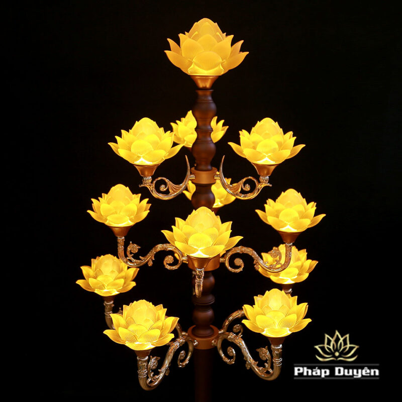 Đôi Đèn Thủy Lưu Ly Thịnh Thế Hoa Khai 13 Bông Thân Cổ Cao 1.34m - Ảnh 2