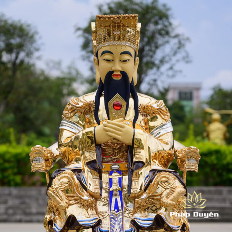 Tượng Ngọc Hoàng Ngồi Ngai Rồng Bằng Đồng Dát Vàng, Cao 97cm (97kg) - Ảnh 4
