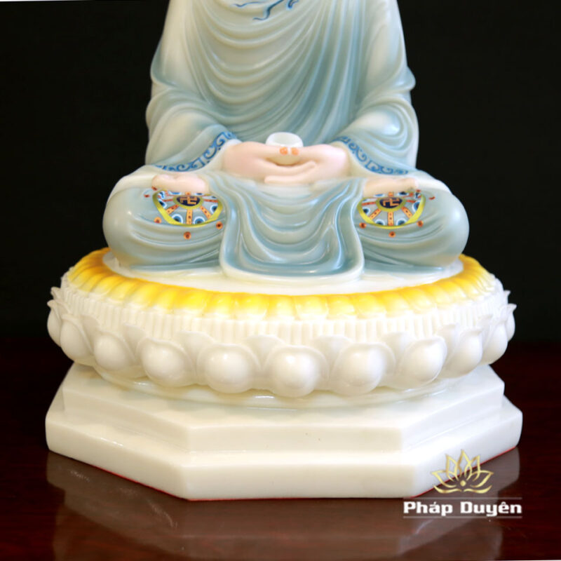 Tượng Phật Thích Ca Mâu Ni Ngồi Đài Sen, Bằng Bột Đá Sơn Xanh Đế Bát Giác, Cao 48cm - Ảnh 5