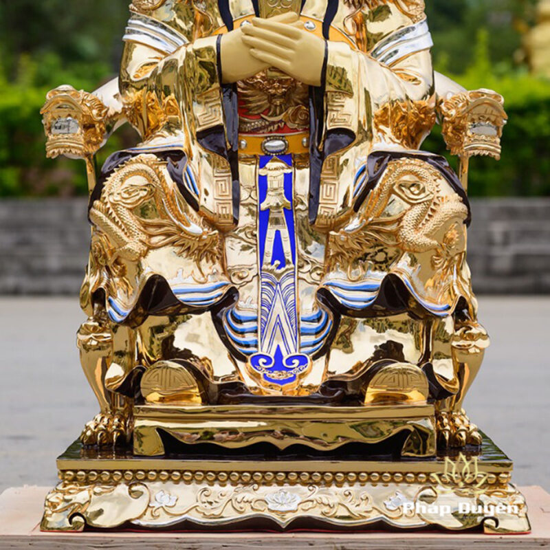 Tượng Ngọc Hoàng Ngồi Ngai Rồng Bằng Đồng Dát Vàng, Cao 97cm (97kg) - Ảnh 5