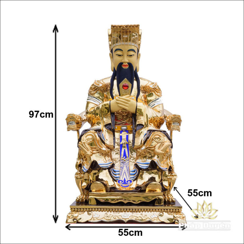 Tượng Ngọc Hoàng Ngồi Ngai Rồng Bằng Đồng Dát Vàng, Cao 97cm (97kg) - Ảnh 6