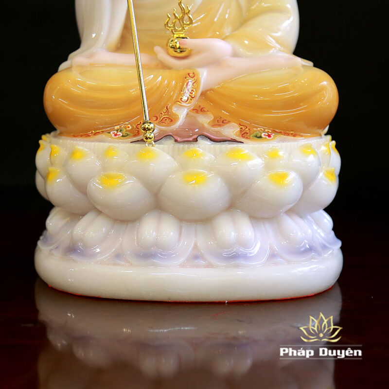 Tượng Địa Tạng Vương Bồ Tát Ngồi, Bằng Bột Đá Sơn Vàng, Cao 30cm - Ảnh 5