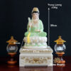 Tượng Quan Âm Bồ Tát Ngồi Đài Sen, Bằng Bột Đá Xanh Trắng Viền Vàng, Cao 30cm (Không Đế) - ảnh 5