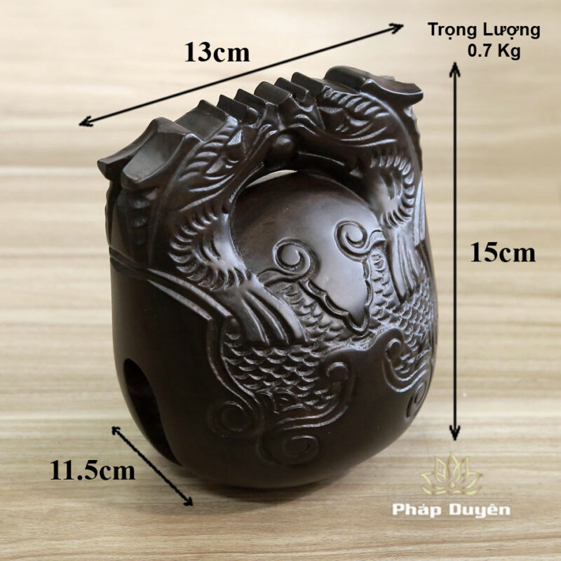 Mõ Gỗ Mun Khắc Rồng, Loại Cao Cấp, Kích Thước 5inch (12.5cm) - Ảnh 6