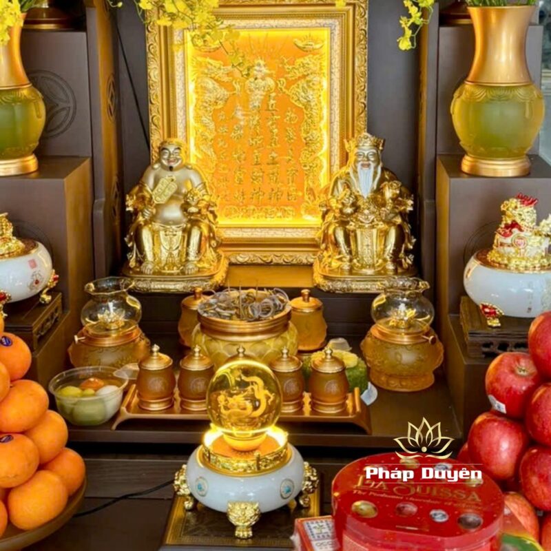 Tượng Phật A Di Đà Ngồi Đài Sen Lá Đề Bột Đá Cẩm Thạch Màu Thiên Thanh | Nhiều Kích Thước