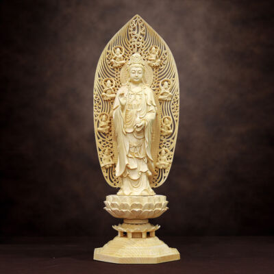 Tượng Quán Thế Âm Gỗ Bách, Cao 43cm