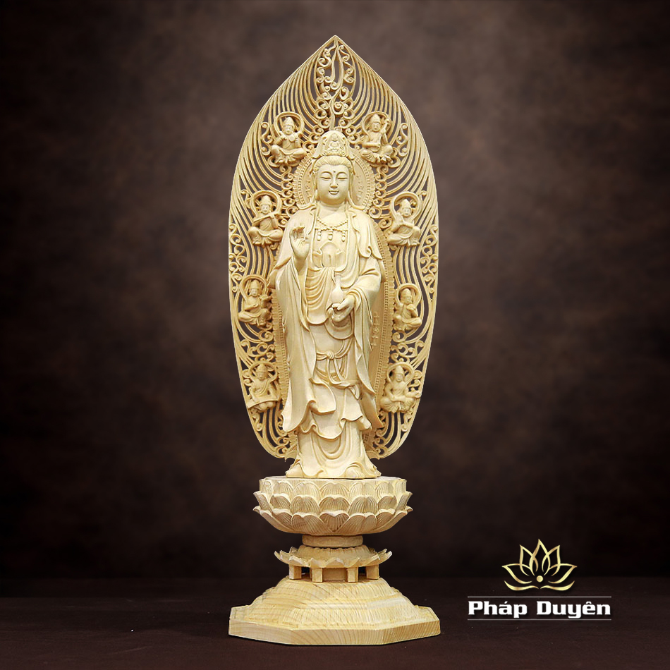 Tượng Quán Thế Âm Gỗ Bách, Cao 43cm - ảnh 9