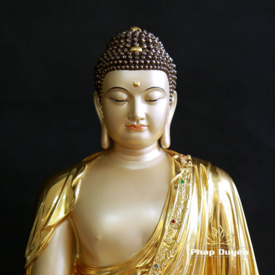 Alternative view of Tượng Thích Ca Thành Đạo, Đế Vuông, Chất Liệu Đồng Cao Cấp, Cao 46cm