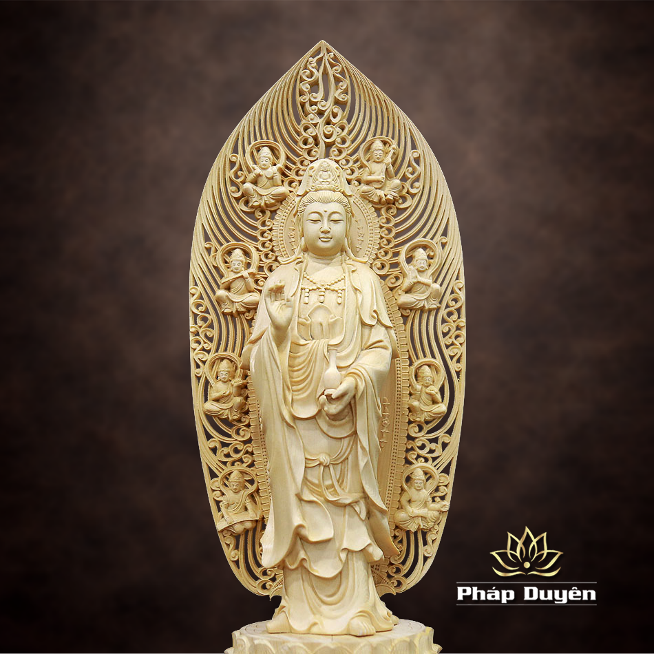 Tượng Quán Thế Âm Gỗ Bách, Cao 43cm - ảnh 10