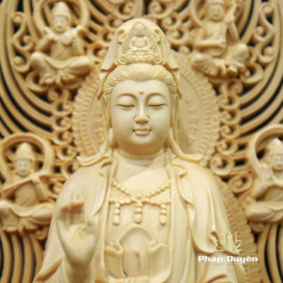 Alternative view of Tượng Quán Thế Âm Gỗ Bách, Cao 43cm