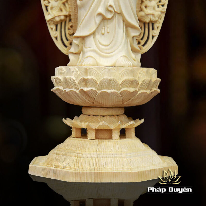 Tượng A Di Đà Phật Bằng Gỗ Bách, Cao 43cm - Ảnh 5