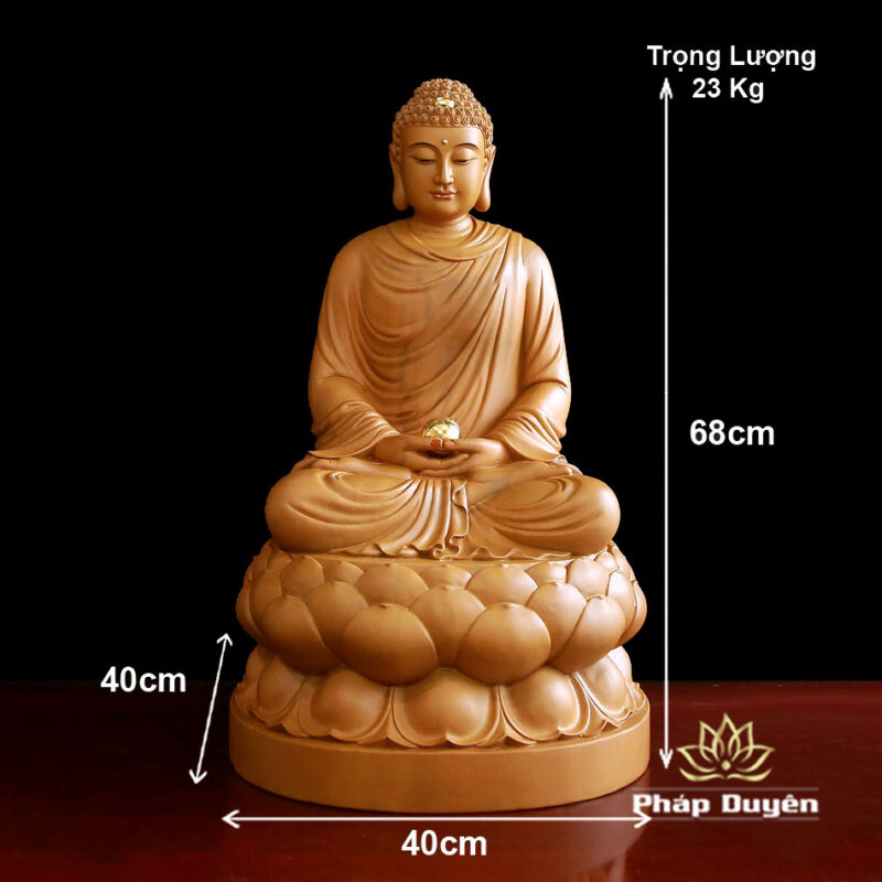 Tượng Thích Ca Mâu Ni Ngồi Đài Sen, Gỗ Hương Chương (Long Não), Cao 66cm - Ảnh 6
