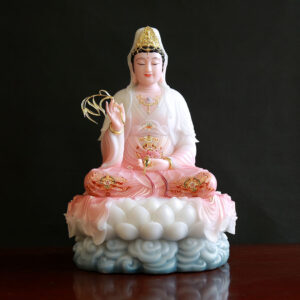 Tượng Bồ Tát Quán Thế Âm Ngồi Đài Sen, Sơn Phú Quý, Cao 48cm