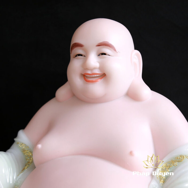 Tượng Di Lặc Ngồi Đế Cổ Văn Bằng Bột Đá Thiên Thanh, Cao 48cm - Ảnh 3