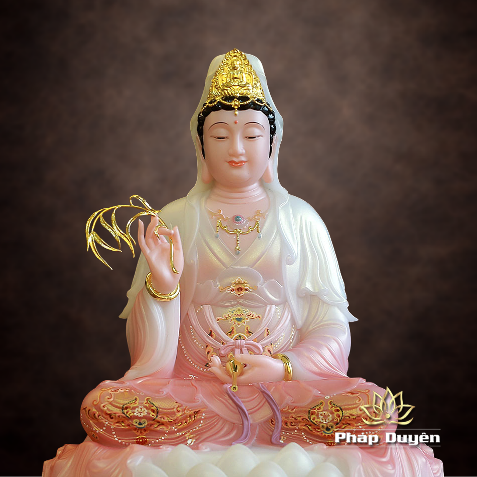 Tượng Quan Âm Bằng Bột Đá, Ngồi Cổ Văn Sơn Hồng Phú Quý, Cao 40-128cm - ảnh 14