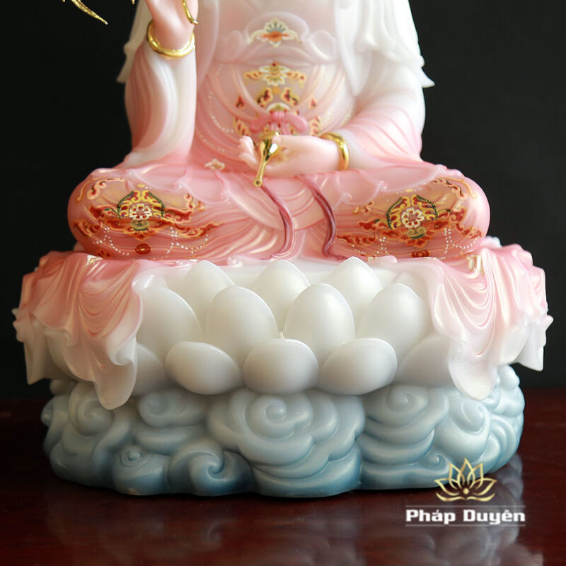 Tượng Bồ Tát Quán Thế Âm Ngồi Đài Sen, Sơn Phú Quý, Cao 48cm - Ảnh 5