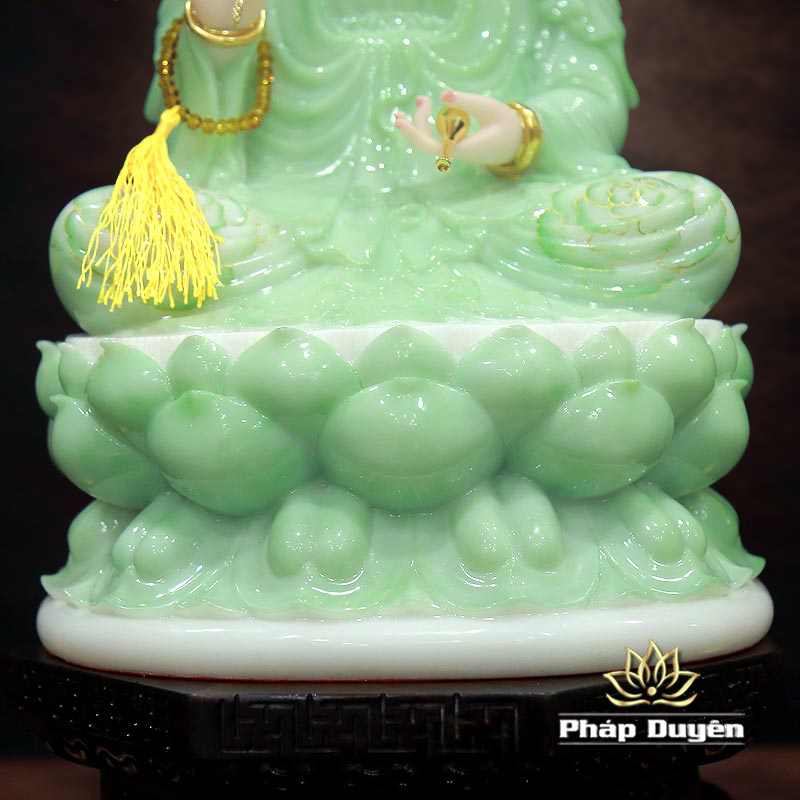 Tượng Ngài Quan Âm Ngồi, Bột Đá Xanh Ngọc Hoa 3D, Cao 30cm, 40cm - ảnh 9