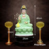 Tượng Ngài Quan Âm Ngồi, Bột Đá Xanh Ngọc Hoa 3D, Cao 30cm, 40cm - Ảnh 6