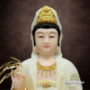 Tượng Quan Âm Ngồi Đài Sen Đế Ghi, Bằng Bột Đá, Cao 40cm - ảnh 1
