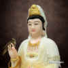Tượng Quan Âm Ngồi Đài Sen Đế Ghi, Bằng Bột Đá, Cao 40cm - ảnh 2