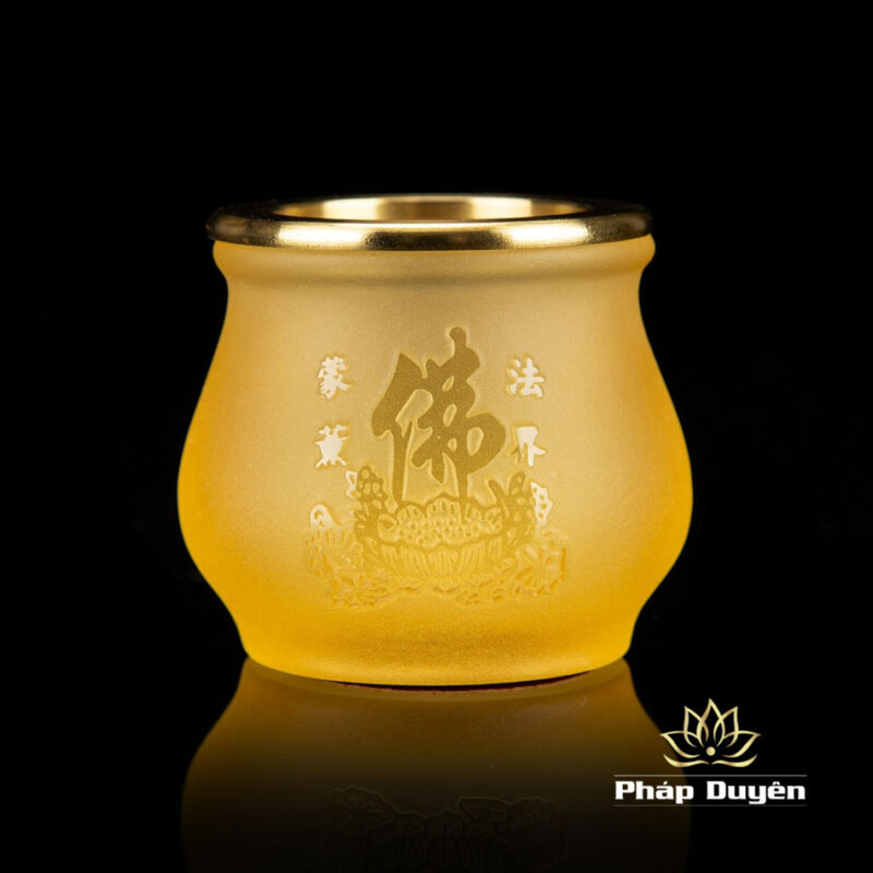 Chén Chữ Phật Khắc Nổi Đế Vàng, Cỡ Nhỏ - Ảnh 3