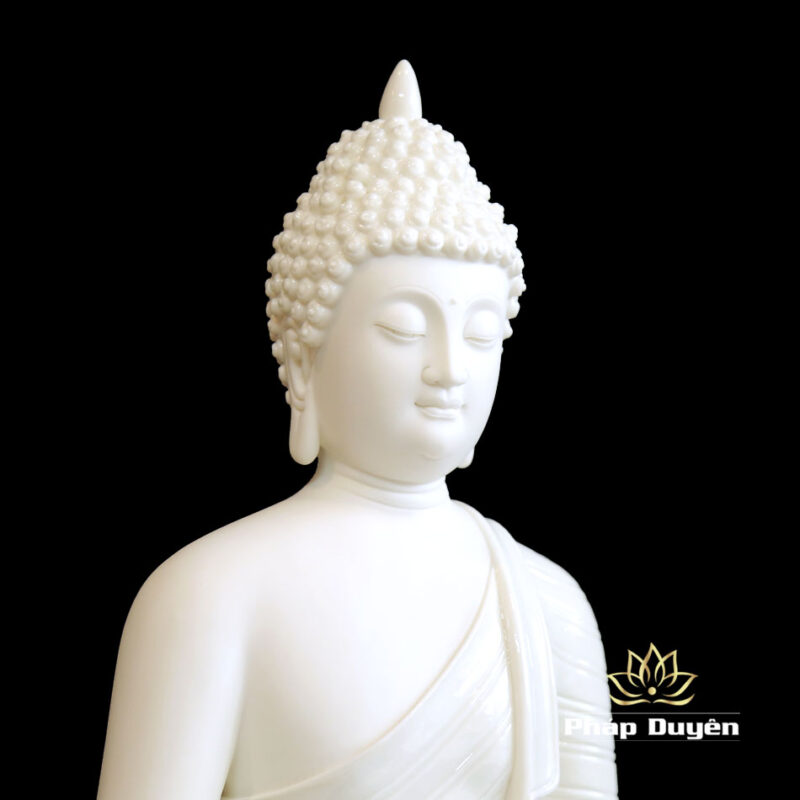 Tượng Phật Thích Ca Mâu Ni Ngồi Kiểu Thái Bằng Sứ Trắng, Cao 46cm - Ảnh 3