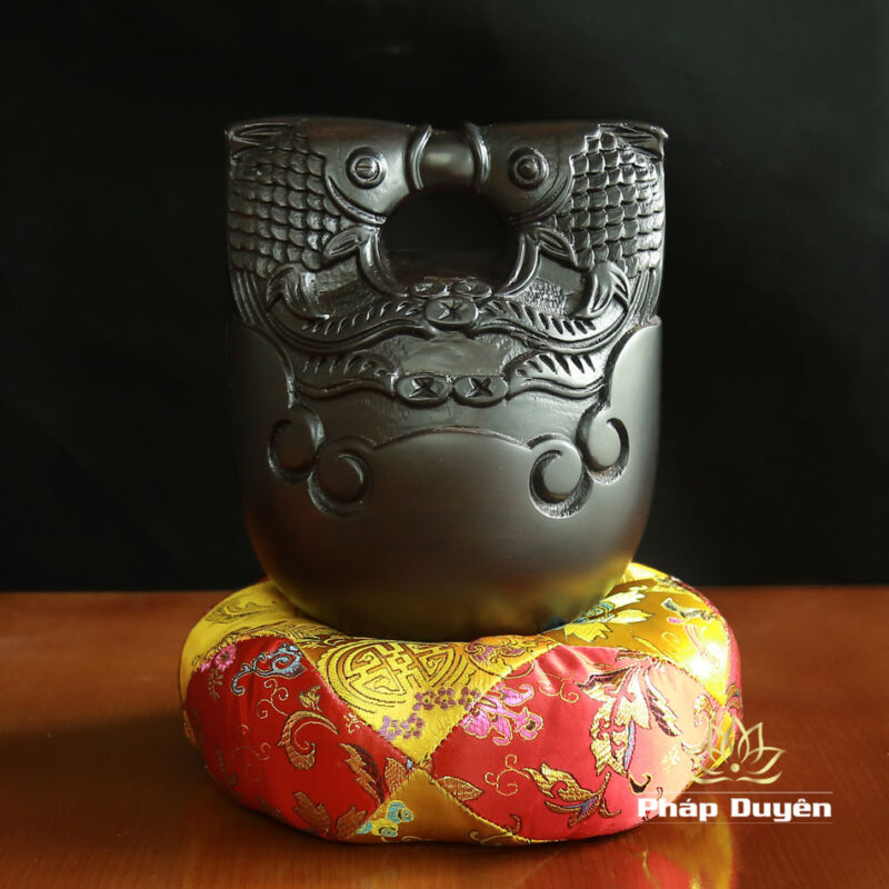 Mõ Gỗ Mun Khắc Song Ngư, Loại Cao Cấp, Nhiều Kích Thước - Ảnh 4